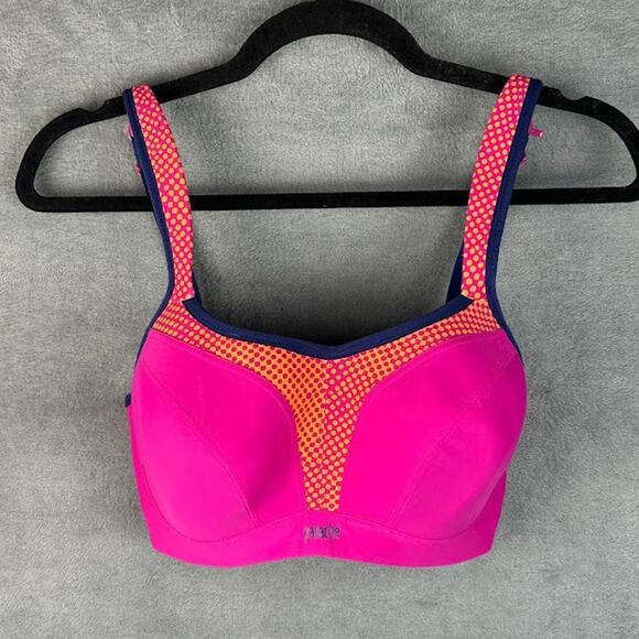 Panache Sport Bra Womens 32F Pink Power Wired Padded Cushioned Straps Workout - Picture 1 of 10